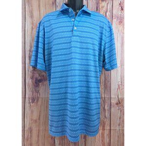 Southern Tide XL Blue Polo Shirt Tennis Racket Print